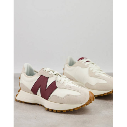 New Balance 327 trainers in off white and burgundy