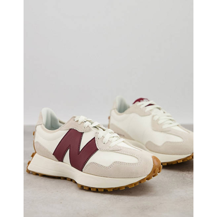 New Balance 327 trainers in off white and burgundy