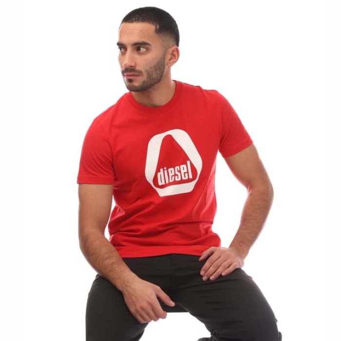Men's Diesel T-Diegor 7-E T-Shirt in Red - Image 4